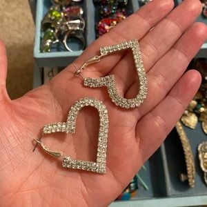 rhinestone heart earrings